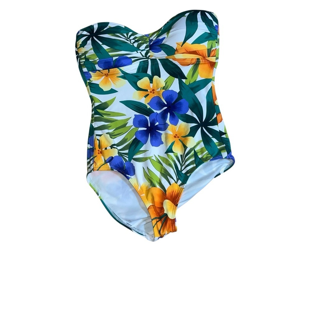 Tommy Bahama One Piece Swimsuit bathing suit Tropical Floral Strapless 4
